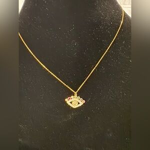 Goldtone Evil Eye Pendant Necklace